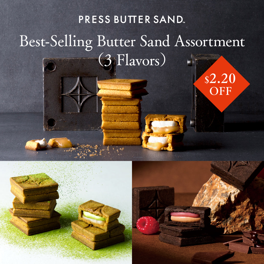 Best-Selling Press Butter Sand Assortment 3 Flavors (Plain, Matcha,Raspberry Chocolate)