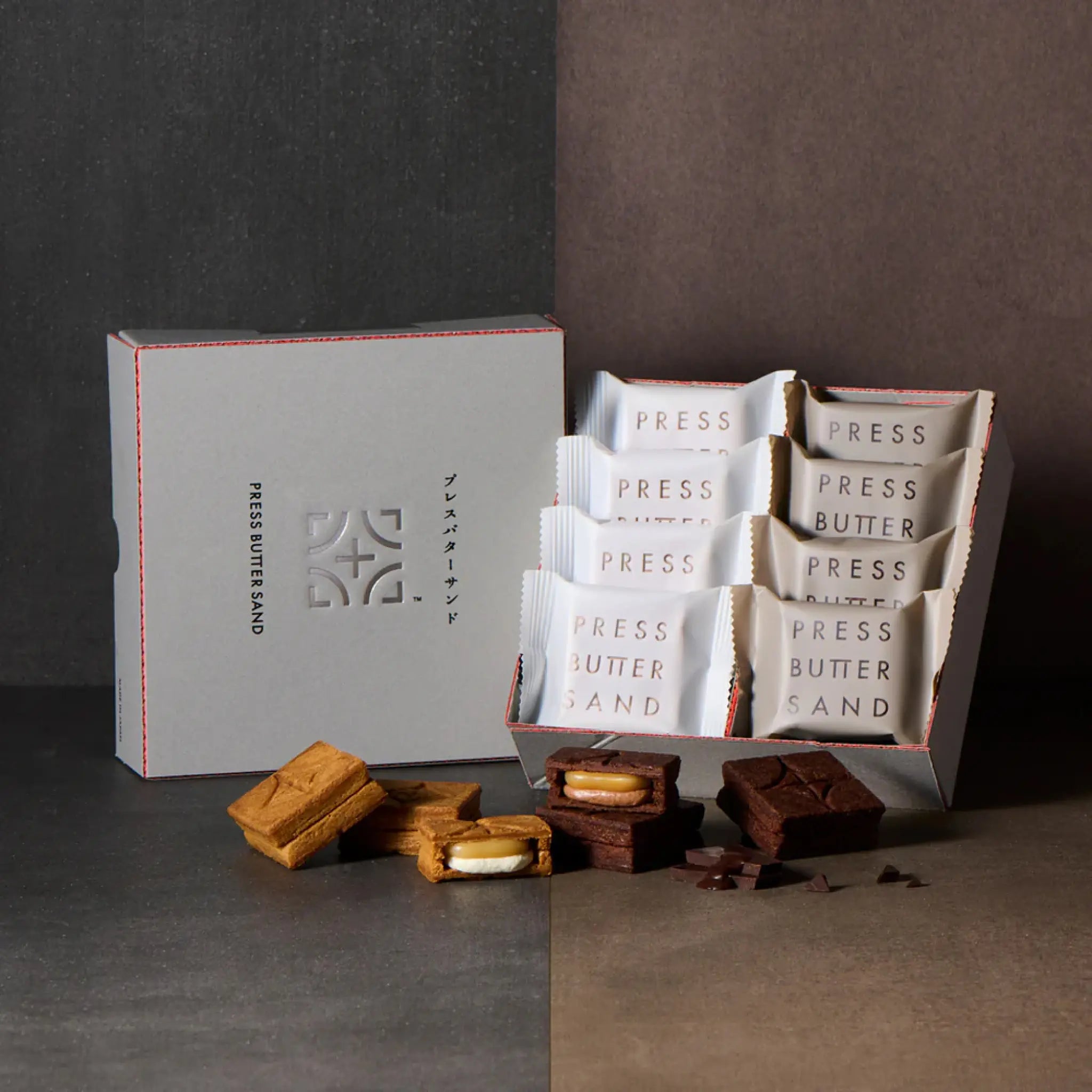 PRESS BUTTER SAND Assortment 8pc (Plain 4pc, Chocolate 4pc)