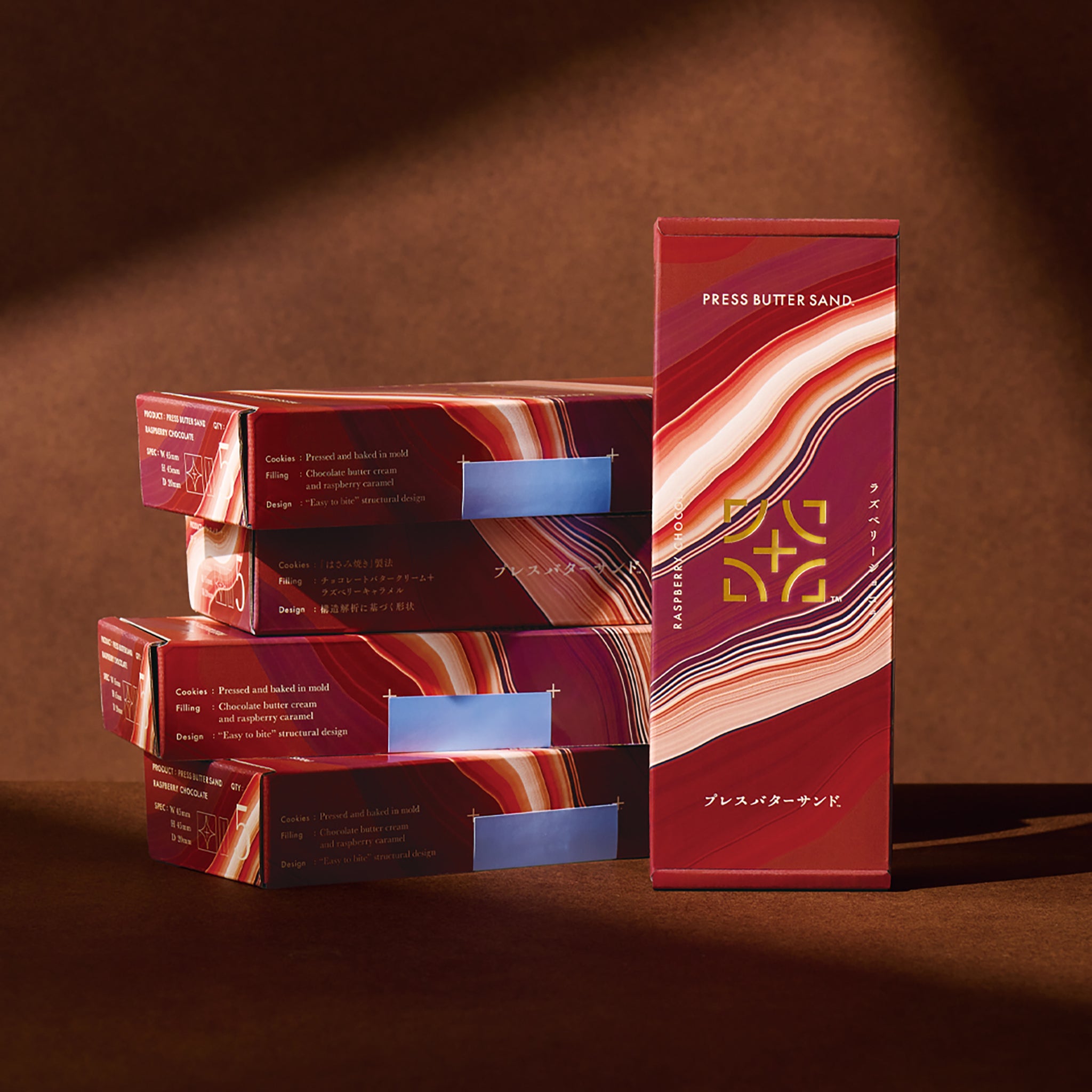 PRESS BUTTER SAND Raspberry Chocolate 5pc