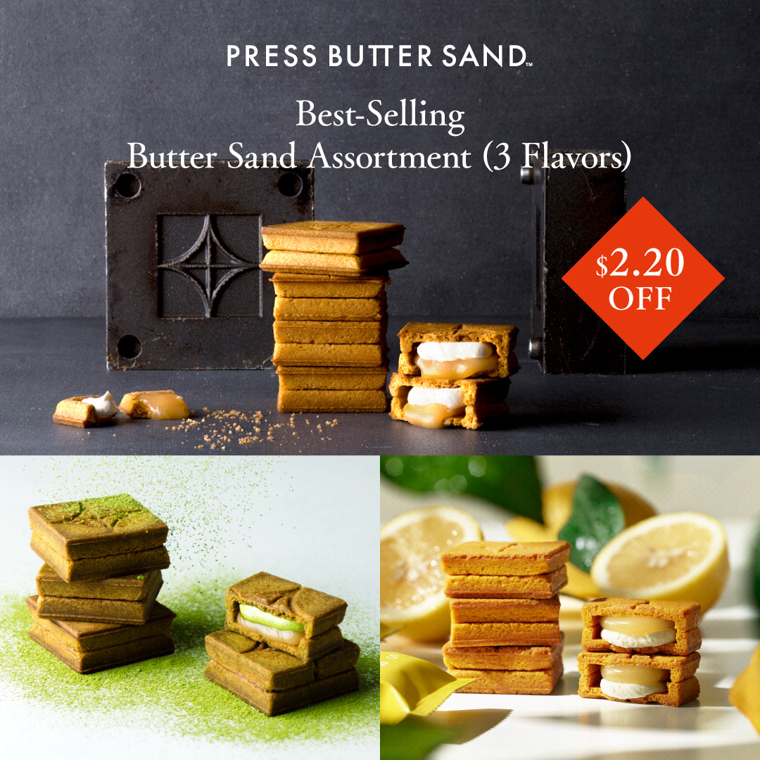 Best-Selling Press Butter Sand Assortment 3 Flavors (Plain, Matcha, Lemon)